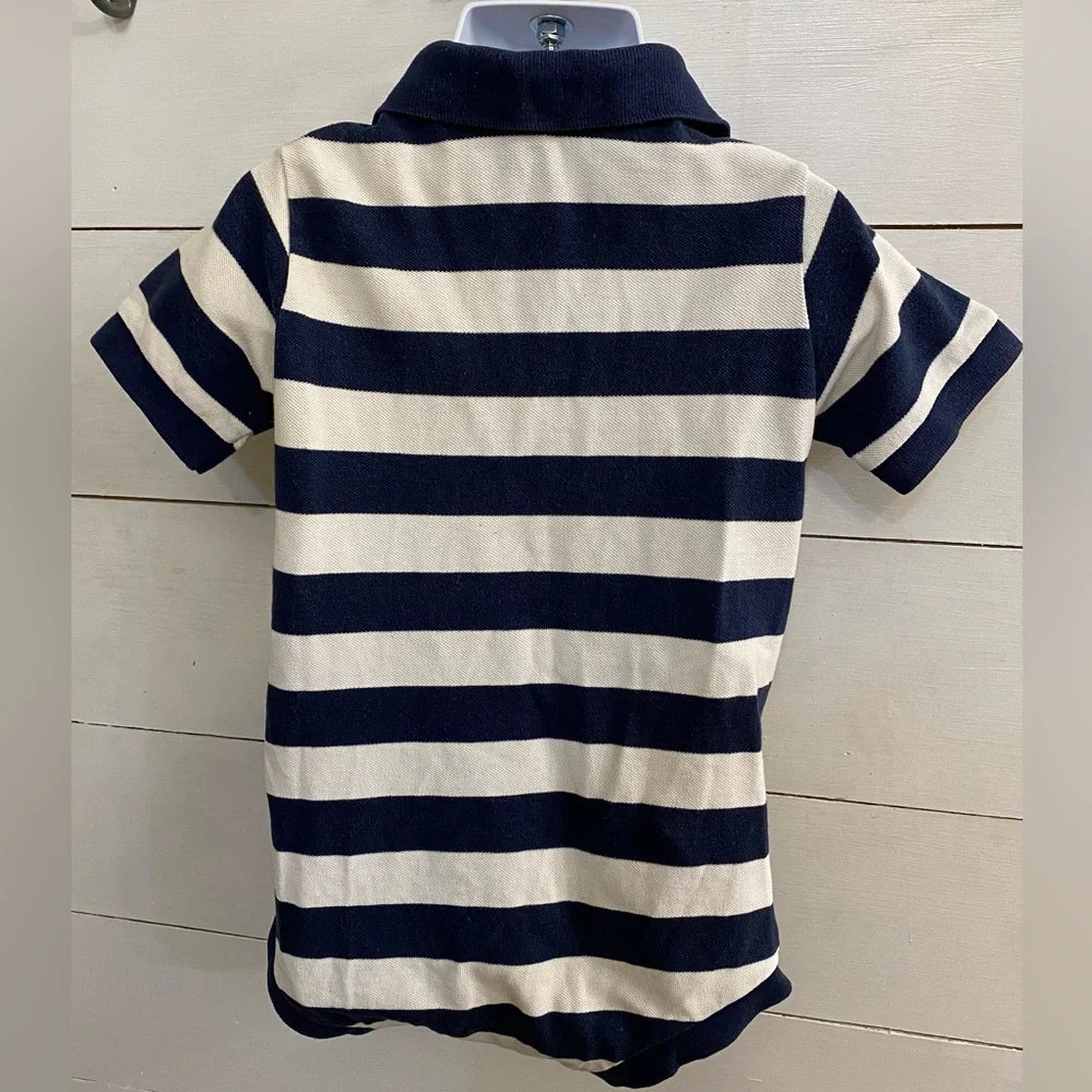 Vintage Ralph Lauren Infant Sz M (6-12m) Navy/White Striped Mesh‎ Polo Bodysuit